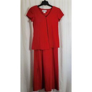 Jessica Howard Dress Red vtg Layered sophisticated Rayon slits Size 10 80s maxi